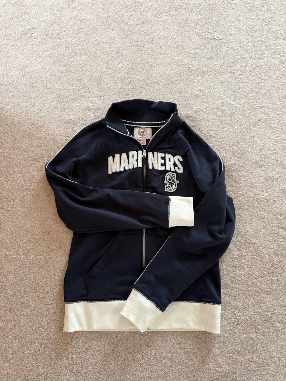 Seattle Mariners Navy Zip-Up Jacket with White Trim